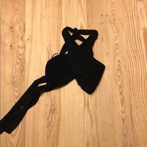 Alice and Olivia black halter crop top